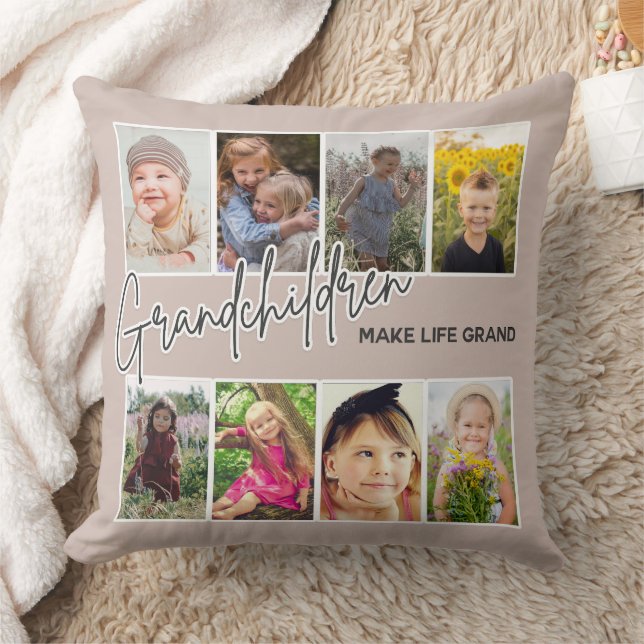 8 Foto "Grandchildren make Life Grand" Kudde (Filt)