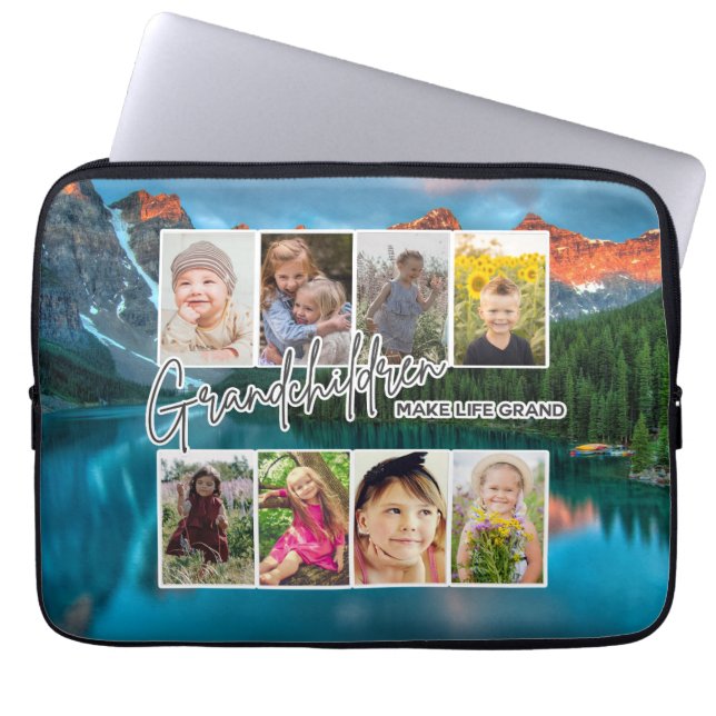 8 Foto "Grandchildren make Life Grand" Laptop Fodral (Framsidan)