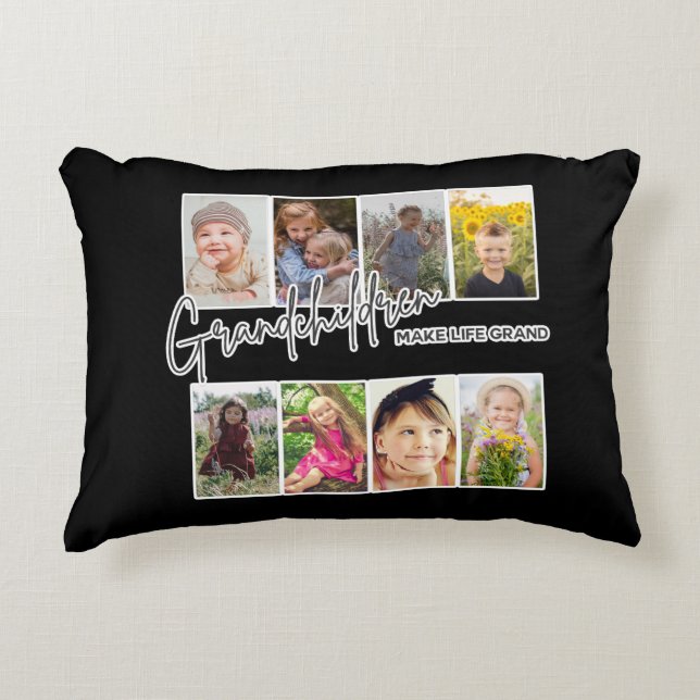 8 Foto "Grandchildren make Life Grand" Prydnadskudde (Framsidan)
