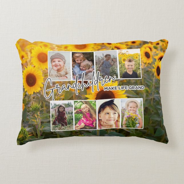 8 Foto "Grandchildren make Life Grand" Prydnadskudde (Framsidan)