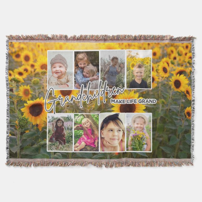 8 Foto "Grandföräldrar Make Life Grand" Filt (Framsidan)