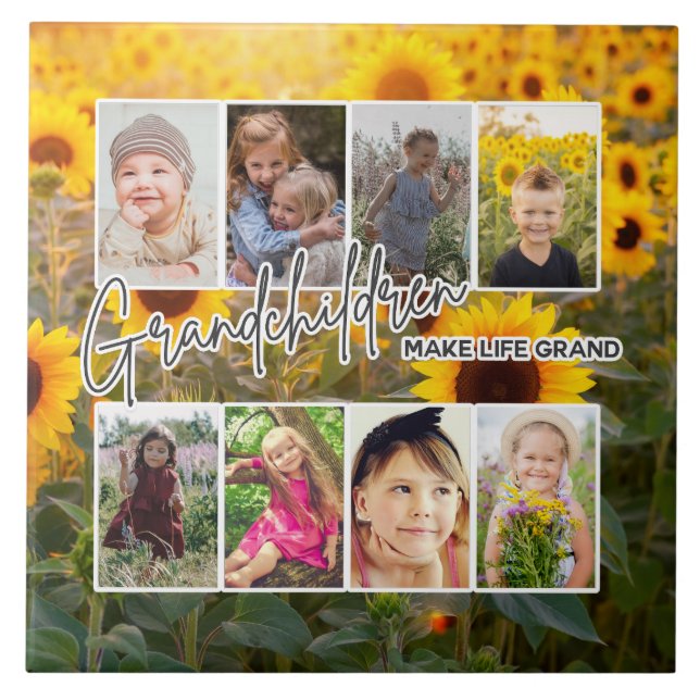 8 Foto "Grandföräldrar Make Life Grand" Kakelplatta (Framsidan)
