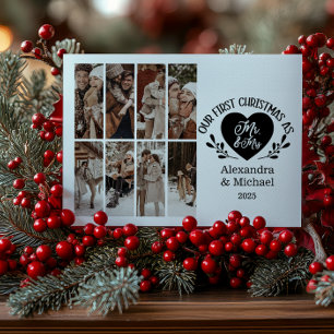 8 Foto Heart Första jul som Mr & Mrs. Julkort