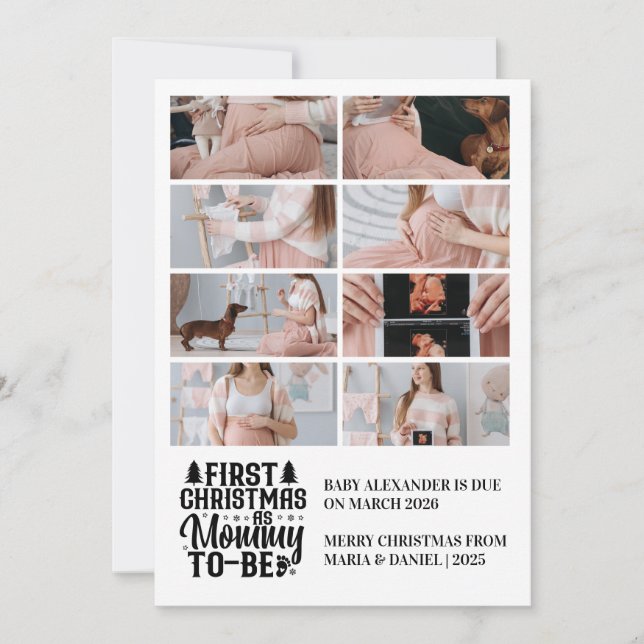 8 Foto Mamma som ska bli jul-Gravid Julkort (Framsida)
