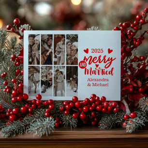 8 Foto Minimalistisk Glad och Gift Julkort