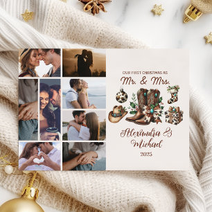 8 Foto Western första jul som Mrs. och Mr. Julkort