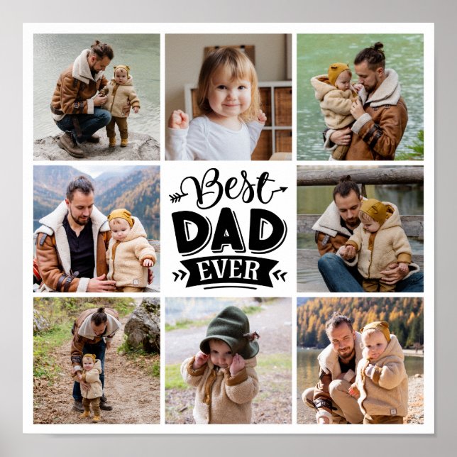 8 Fotocollage Fars Dag Bästa Pappa Någonsin Poster (Framsidan)