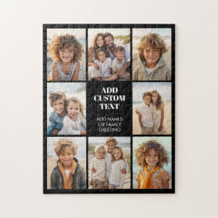 8 Fotocollage Grid - Centertext Svart Vitt Pussel