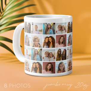 8 Fotocollagemönster - Mönsterrutnät - Vit Jumbo Mugg