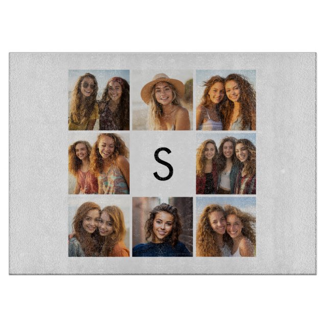 8 Fotokollage Anpassad Monogram Svart och Vitt (Framsidan)