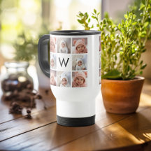 8 Fotokollage Anpassad Monogram Svart och Vitt