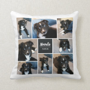 8 Fotokollage Blommönster Mjukt svart Kudde