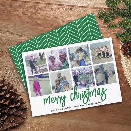 8 Fotokollage - Glad jul grönt mönster Julkort
