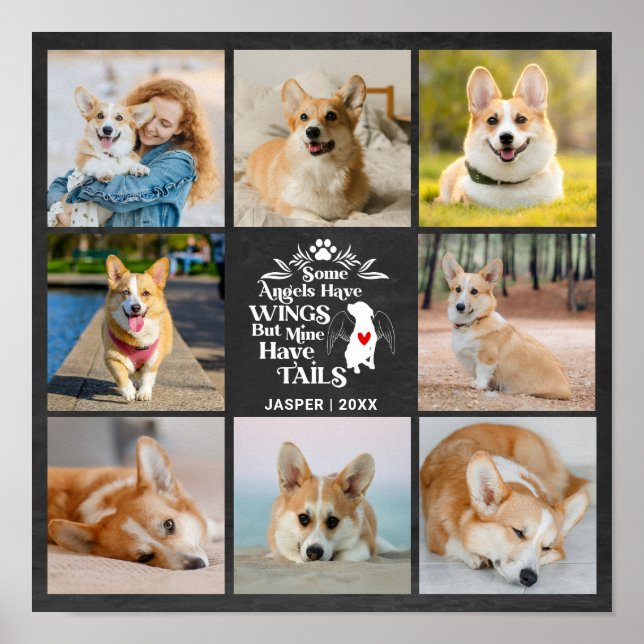 8 Fotokollage Husdjur Hund Förlust Minne Poster (Framsidan)