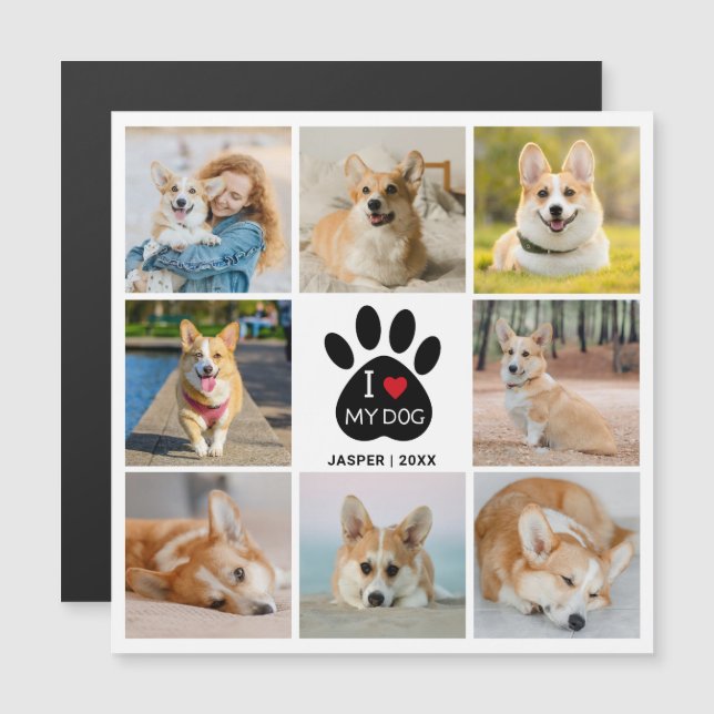 8 Fotokollage I Kärlek Mitt Hund Hjärtkort (Fram/baksida)