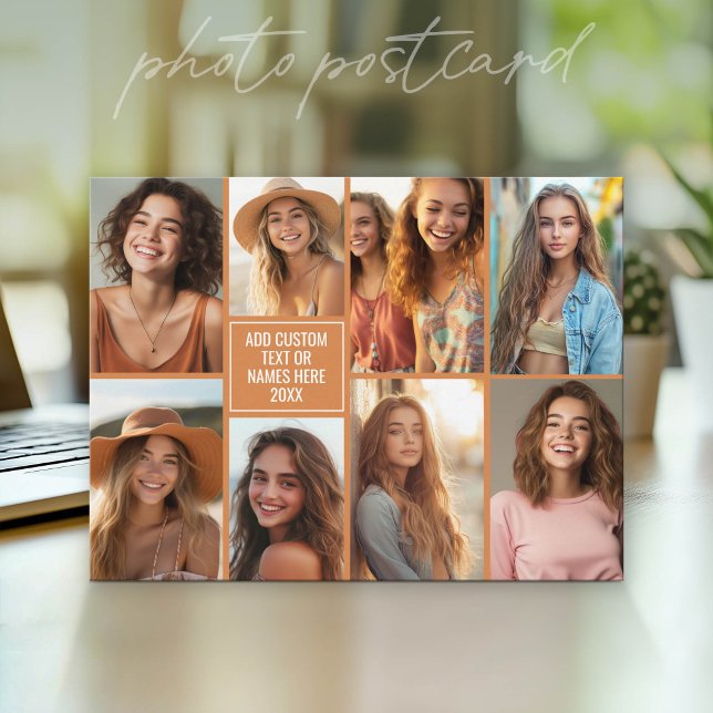 8 Fotokollage Minimalistisk - Neutral Bakgrund Vykort (Photo Postcard - Customize with your favorite photos)