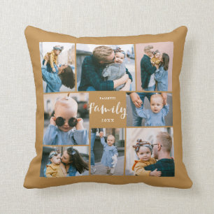 8 Fotokollage Modern Family Personlig Guld Kudde