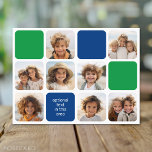 8 fotokollage modern kubblå grönt vykort<br><div class="desc">Fotomontage - Använda ditt favoritfoto eller bilder för att göra roligten med vänner. Det här moderna rutnätet är en unik visning som tar upp dina foton i öga. Det här är konfigurerat för att vara en fotosamlingsproducent med kostnadsfri online för din instagram eller andra fyrkantiga foton. Om du vill ändra...</div>