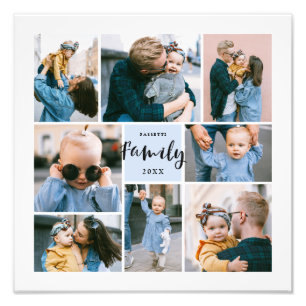8 Fotokollage Modern Snyggt Family Blå Fototryck