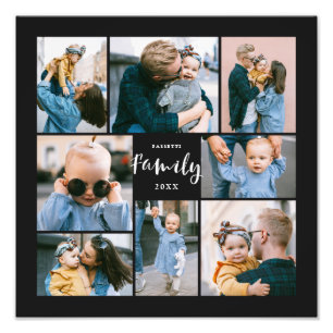 8 Fotokollage Modern Snyggt Family   Svart Fototryck