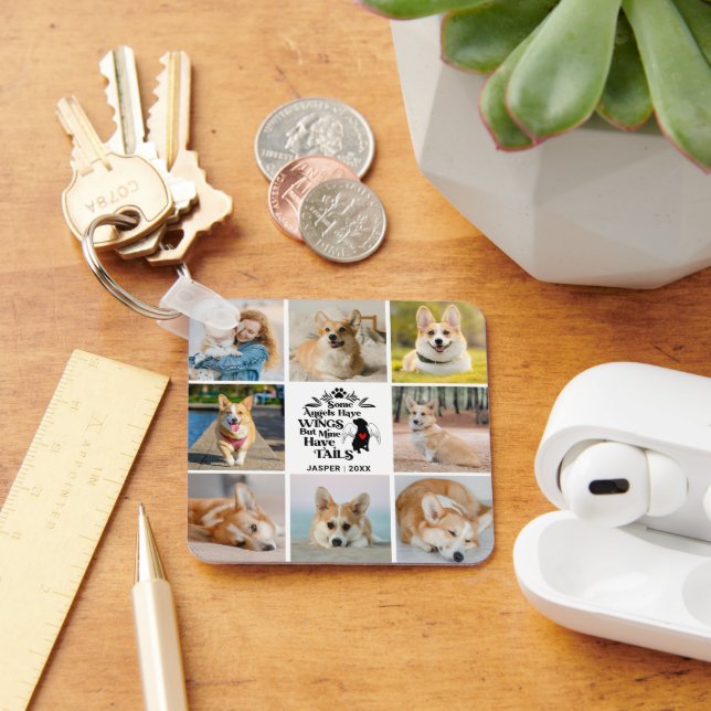 8 Fotokollage Pet Hund Loss-minne Nyckelring (Skrivbord)