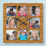 8 Fotokollage Wood Färg Fyrkantig Klocka<br><div class="desc">Den här fotoklockan är redo för åtta av dina favoritbilder. Använda knappen "Anpassa" om du vill byta ut standardbilderna mot ditt eget. Skapat med en lätt neutralt simulerad ram av trä med svarta accenter för att passa in nästan vilken dekorfärg som helst. Se även den mörkare träversionen i samma design...</div>
