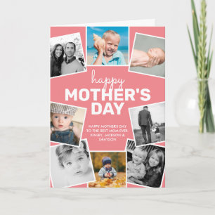 8 Fotos Kollage Rosa Glad mors dag Kort