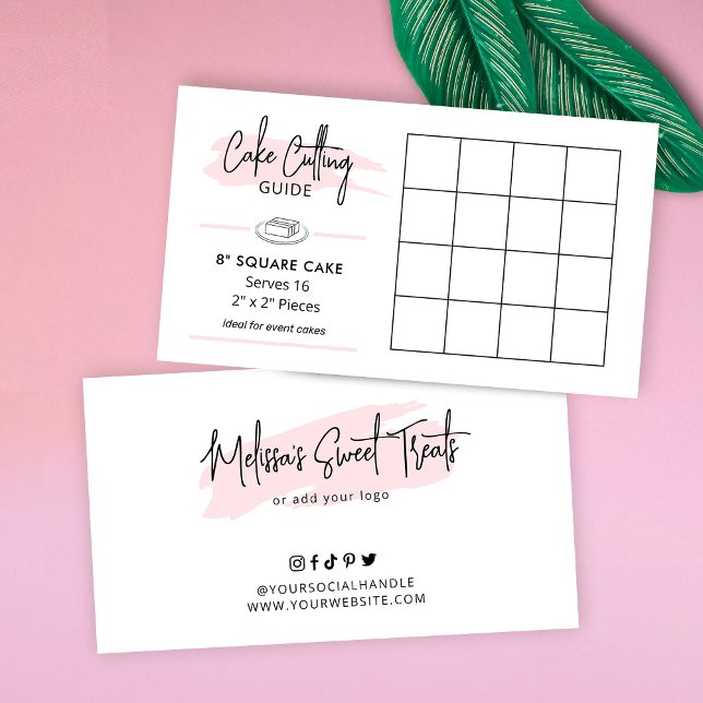 8" Fyrkantigt tårtdelningsdiagram 2x2 festportione Tilläggskort (8 inch square cake cutting guide)
