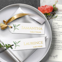 8 Greenery Bröllop Gold Foil Font Namn bricka