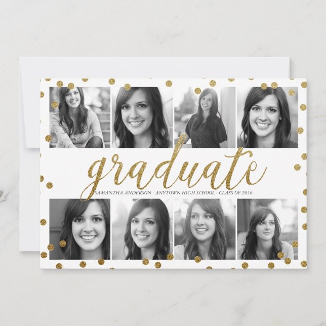 8 Inbjudan till Photo Guld Glitter Titta på Studen (Framsida)