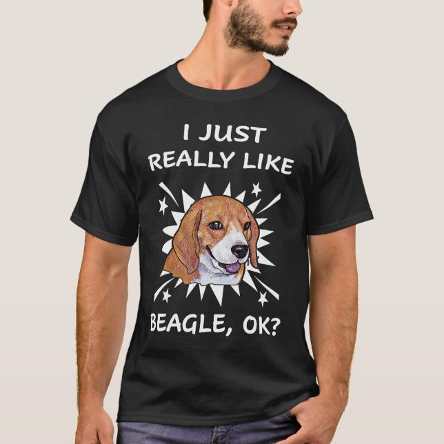 8 Jag gillar verkligen Beagle T Shirt (Framsida)