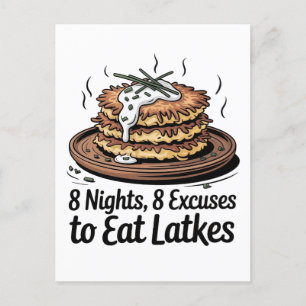 8 Latkes 8 Excusto Eat Latkes Jewish Hanukkah Inbjudan Vykort