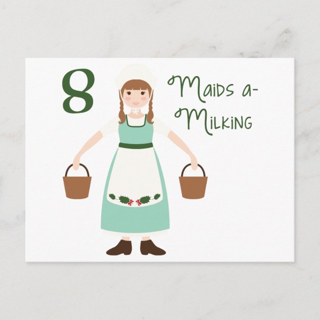 8 Maid A-Milking Vykort (Framsida)
