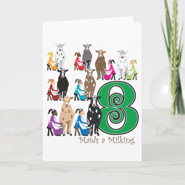 8 Maid Milking Helgkort (Framsida)