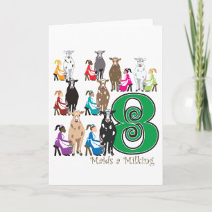 8 Maid Milking Helgkort