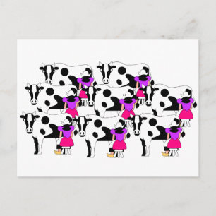 8 Maid Milking Vykort