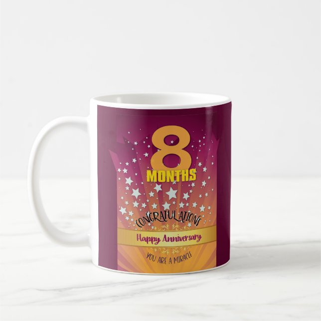 8 månaders anpassade återhämtningsjubileum fetstil kaffemugg (Vänster)