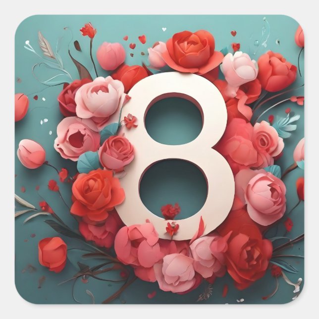 8 mars fyrkantigt klistermärke (Framsida)