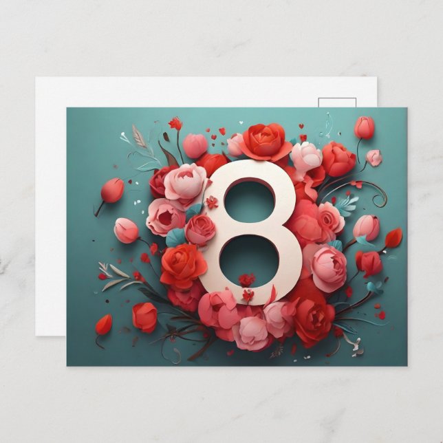 8 mars helg vykort (Fram/baksida)