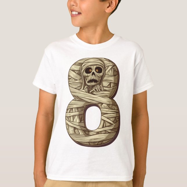 8 Mummy Halloween-tema 8 år gamla barn T Shirt (Framsida)