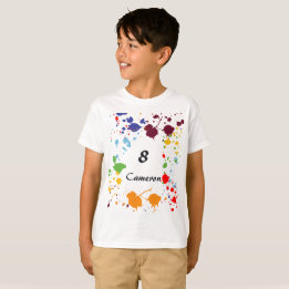 8 Namn Art Party färgfläckig Stänk T Shirt