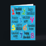 "8 Nattar av Hanukkah" hälsningskort med kuvert Helgkort<br><div class="desc">"8 Nights of Hanukkah" hälsningskort med kuvert. Om du vill anpassa det här kortet tar du bara bort text och lägger till en egen, väljer du ditt favoritteckensnitt stil, färg, storlekare och ordalydelse. Tack för att du stannade och shoppade förbi. Mycket uppskattat!!! Lycklig Hanukkah!Storlek: Standard (5 x 7 tum)Födelsedag eller...</div>