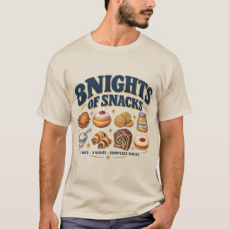 8 nätter med snacks Rolig Hanukkah-mat Retro T Shirt