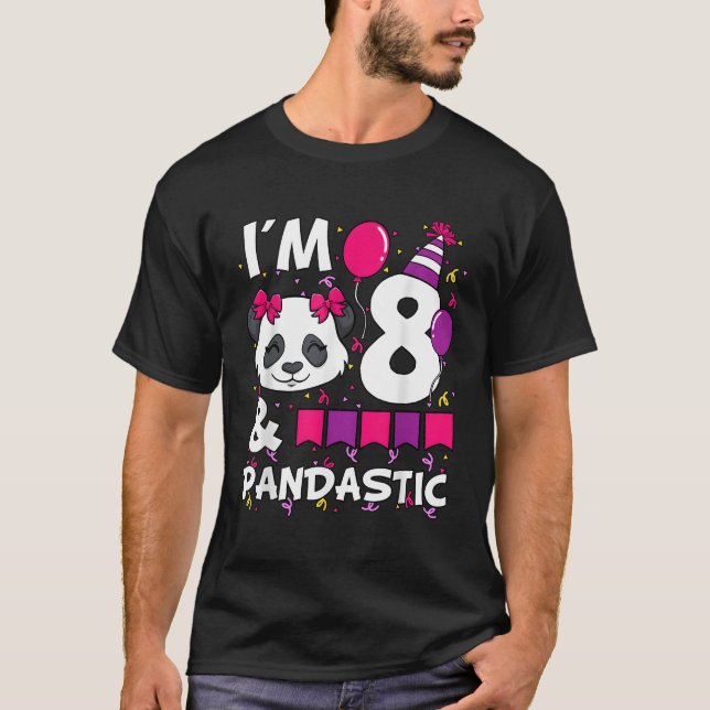 8 Pandastiska py 8:e Bday Firande T Shirt (Framsida)
