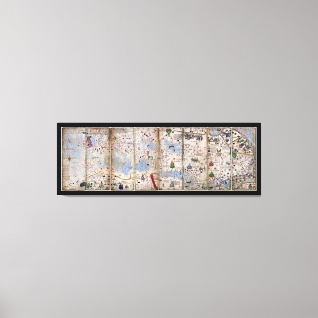 8 Panel Catalan Atlas av Abraham Cresques (1375) Canvastryck (Framsida)