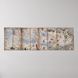 8 Panel Catalan Atlas av Abraham Cresques (1375) Poster