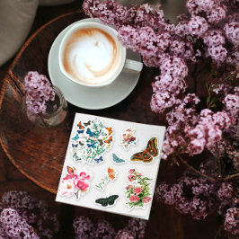 8 pcs Vintage botaniskt blommigt butterflies kontu Klistermärken