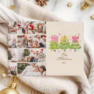 8 Photo Bright Ribbon Träd Helgdag Family Julkort