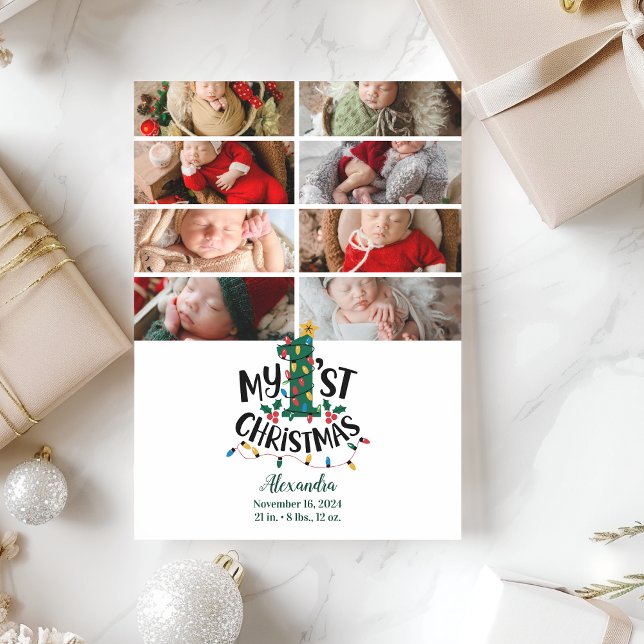 8 Photo Christmas Tree Lights First Christmas Julkort (Skapare uppladdad)