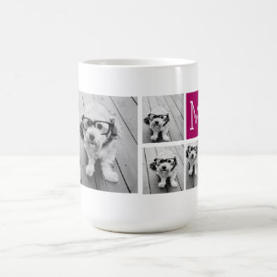 8 Photo Collage Anpassningsbar Berry Monogram Kaffemugg